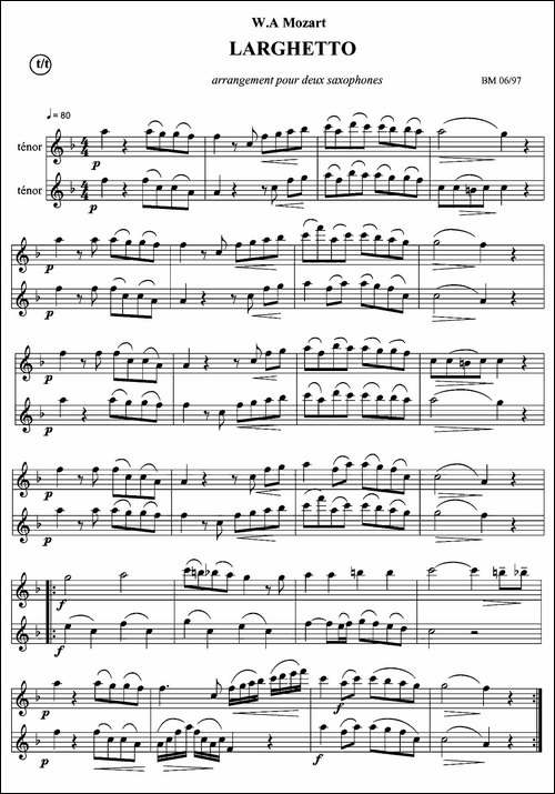 LARGHETTO-稍缓慢曲BM-0697-二重奏-萨克斯谱