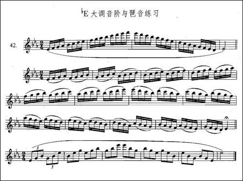 萨克斯练习曲合集-3—42降E大调音阶与琶音练习-萨克斯谱