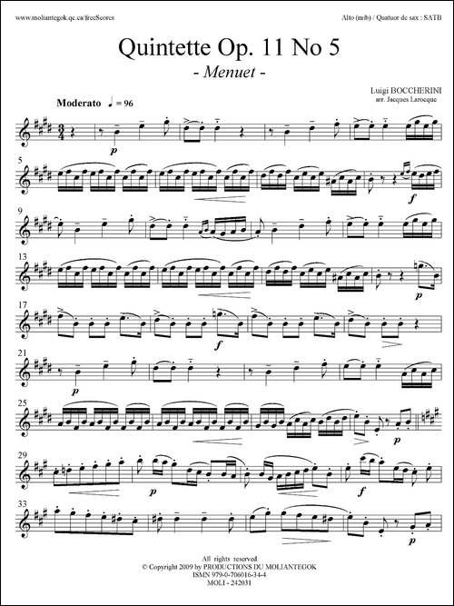 Quintette-Op.11-No.5-四重奏分谱-萨克斯谱