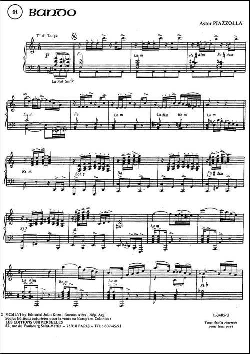 Piazzolla合集：11、Bando-手风琴谱