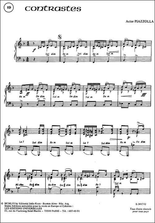 Piazzolla合集：19、Contrastes-手风琴谱