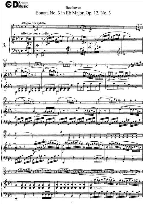 Violin-Sonata-No.3-in-Eb-Major-Op.12-No.3-小提琴+钢琴伴奏-提琴谱