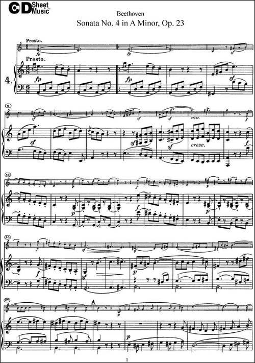 Violin-Sonata-No.4-in-A-Minor-Op.23-小提琴+钢琴伴奏-提琴谱