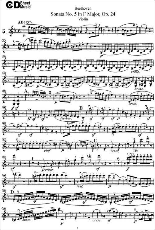 Violin-Sonata-No.5-in-F-Major-Op.24-提琴谱