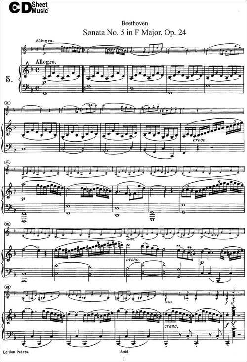 Violin-Sonata-No.5-in-F-Major-Op.24-小提琴+钢琴伴奏-提琴谱