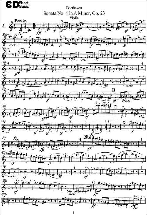 Violin-Sonata-No.4-in-A-Minor-Op.23-提琴谱