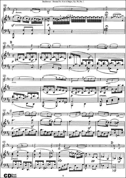 Violin-Sonata-No.6-in-A-Major-Op.30-No.1-小提琴+钢琴伴奏-提琴谱