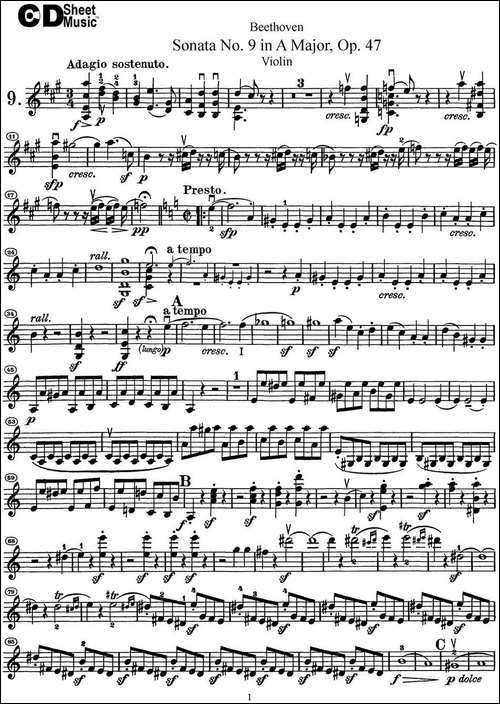 Violin-Sonata-No.9-in-A-Major-Op.47-提琴谱
