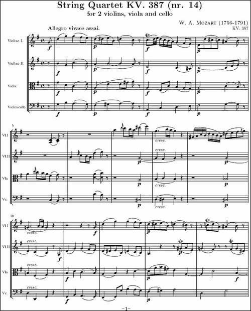 String-Quartet-KV.387-G大调弦乐四重奏-提琴谱