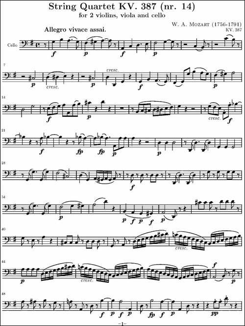 String-Quartet-KV.387-弦乐四重奏大提琴分谱-提琴谱