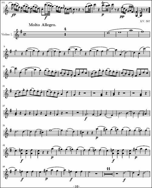 String-Quartet-KV.387-弦乐四重奏第一小提琴分谱-提琴谱