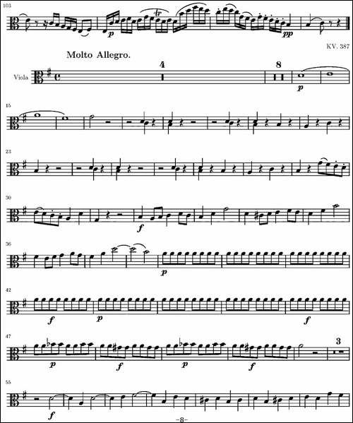 String-Quartet-KV.387-弦乐四重奏中提琴分谱-提琴谱