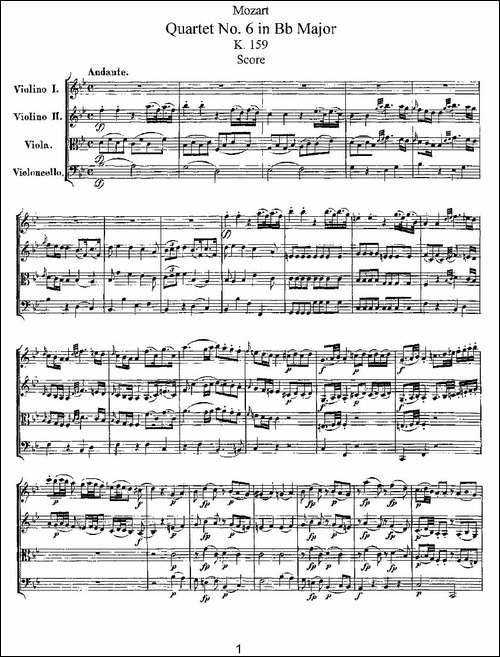 Quartet-No.-6-in-Bb-Major,-K.-159-降B大调第六弦乐四重奏-提琴谱