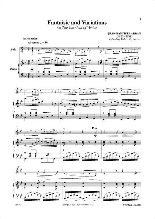 威尼斯狂欢节变奏-圆号+钢琴-铜管谱