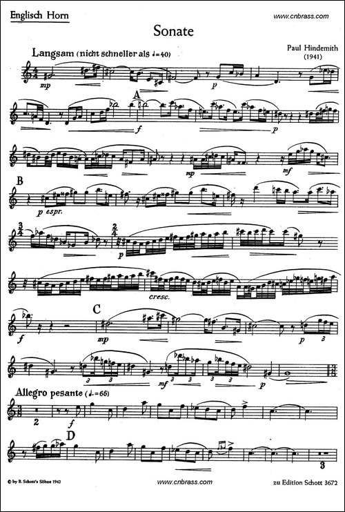 亨德米斯-奏鸣曲-圆号独奏-铜管谱