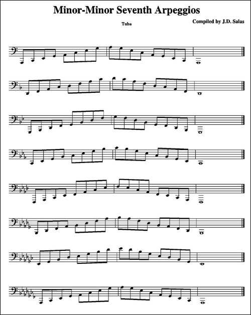 Minor-Minor-7th-Arpeggios---Tuba-大号练习教材选曲-铜管谱