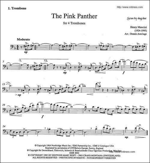 The-Pink-Panther-《粉红豹》长号四重奏-铜管谱