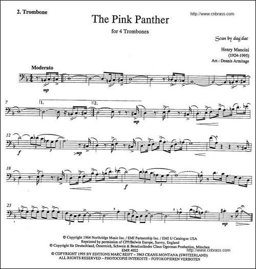 The-Pink-Panther-《粉红豹》长号四重奏-铜管谱